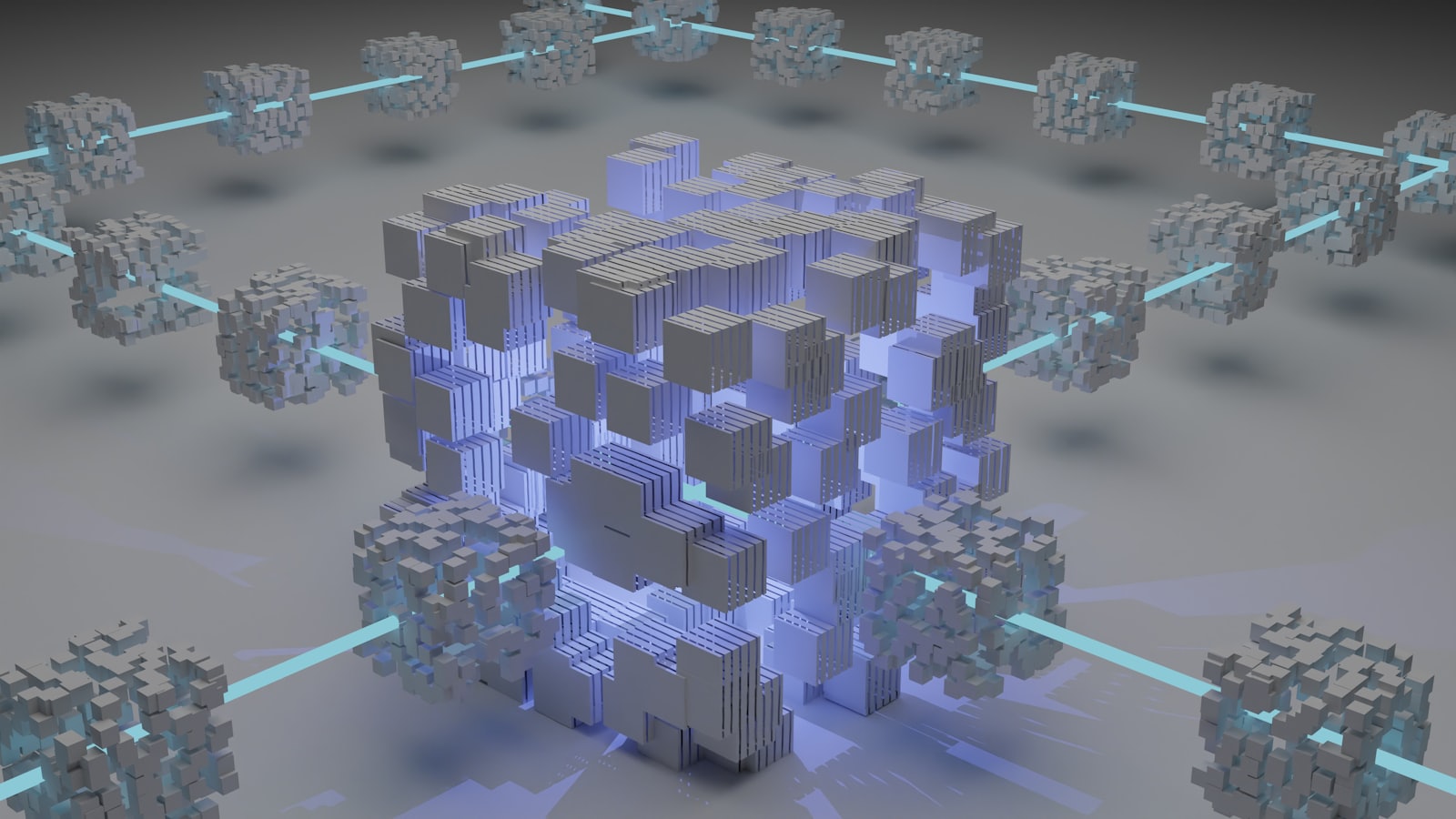 Connected blocks representing a distributed ledger